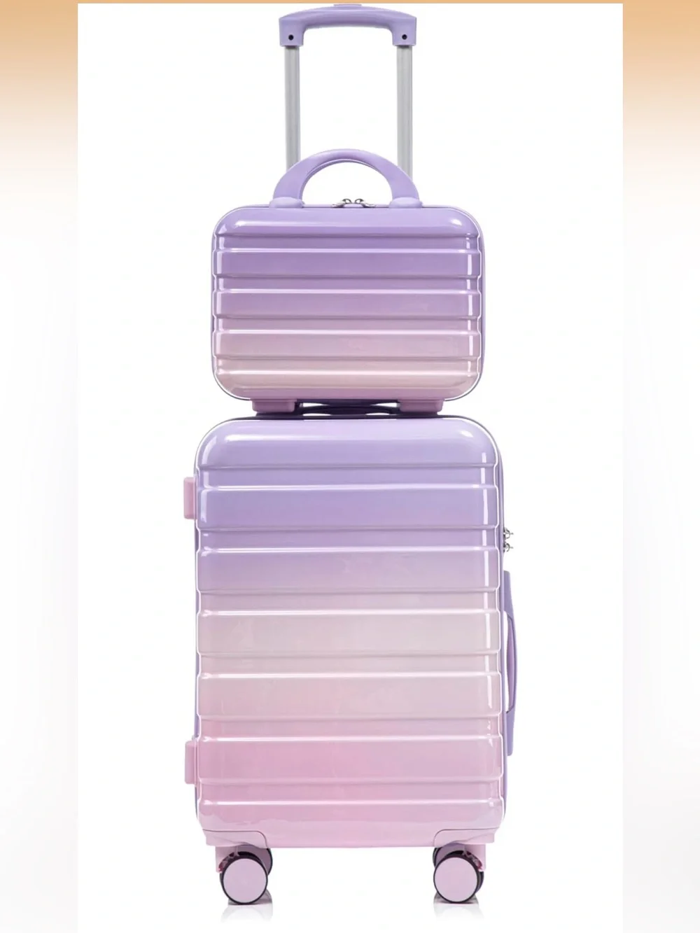 BNWT WPurple Pink Ombre Hardside Luggage Set - Compact Carry-On Case